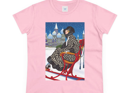 Elegant Winter Woman in Sleigh Women's Midweight Cotton Tee