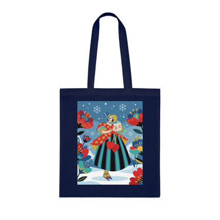 ❤️❄️ The Winter Heart Messenger Cotton Tote Bag – Art Deco Winter Enchantment