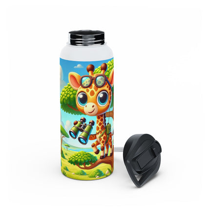 Giraffe Lookout Stainless Steel Water Bottle, Standard Lid
