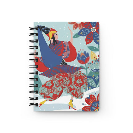 🌺❄️ The Winter Folk Flower Dancer Spiral Notebook – Colorful Art Deco Snow Fantasy