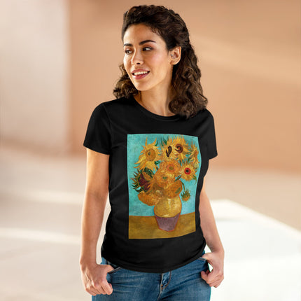 Vase with Twelve Sunflowers by Vincent van Gogh Women's Midweight Cotton Tee