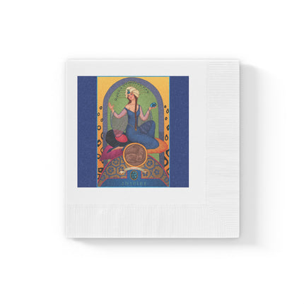 December & Tanzanite Zodiac White Coined Napkins