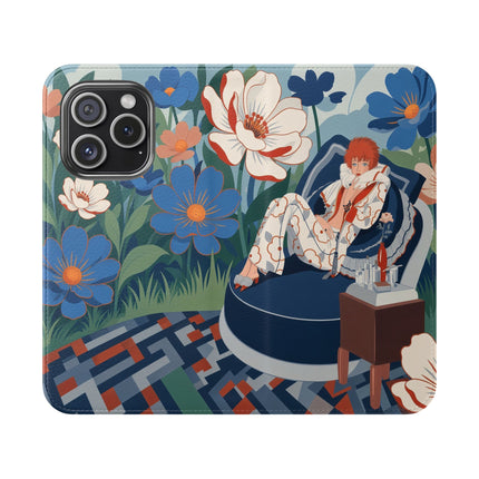 🌺🪞 The Lady Of The Grand Flower Salon Flip Case – Art Deco Floral Elegance