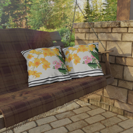 Golden Bow Orchid by Tanigami Kônan Outdoor Pillows
