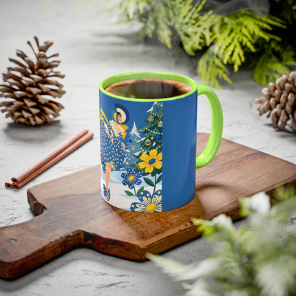 💙🌼 The Bluebell Christmas Promenade Colorful Mug – Art Deco Holiday Fantasy