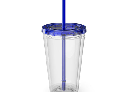 Samurai Kitten Sunsplash Tumbler with Straw, 16oz