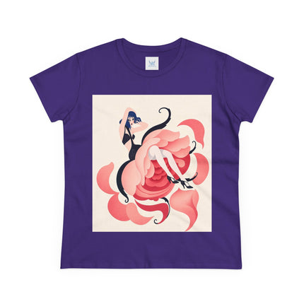 🌹🖤 The Lady Of The Blushing Rose Cotton Tee – Art Deco Fashion Illustration