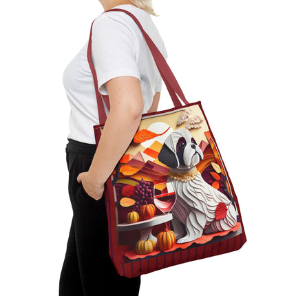 Shih Tzu at an Autumn Wine Tasting Tote Bag (AOP)