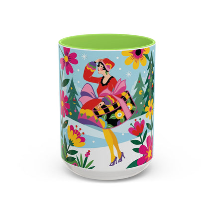 🌸🎄 Christmas In The Winter Garden Colorful Mug – Whimsical Holiday Fantasy