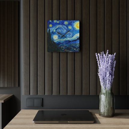 The Starry Night by Vincent Van Gogh Acrylic Wall Clock, Round and Square