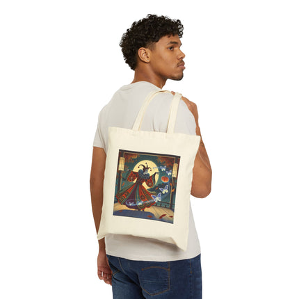 Court Magician with Ghost Butterflies Cotton Canvas Tote Bag