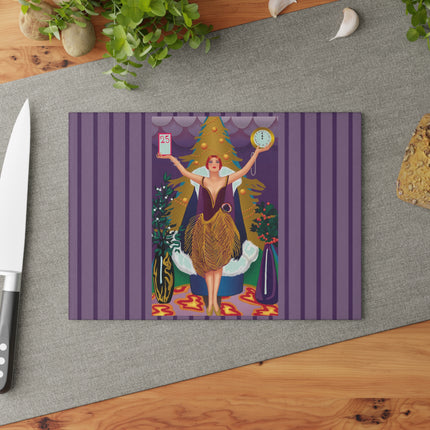Countdown to Christmas Elegance Glass Cutting Board