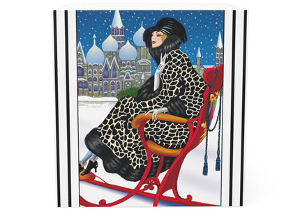 Elegant Winter Woman in Sleigh Note Cube