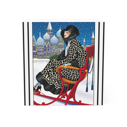 Elegant Winter Woman in Sleigh Note Cube