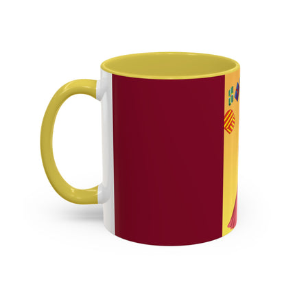 Elegant Holiday Woman with Gifts Colorful Mugs (11oz, 15oz)