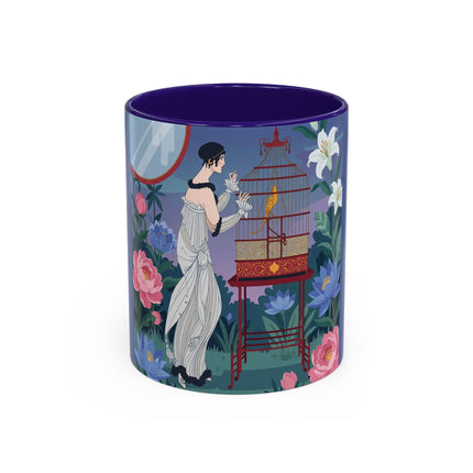 Whispers to the Golden Songbird Colorful Mugs – Art Deco Garden Elegance