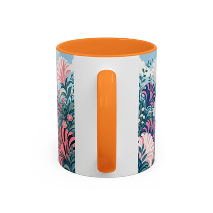 🌸🦋 The Enchanted Pink Blossom Retreat Colorful Mug – Art Deco Floral Whimsy