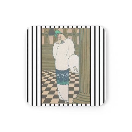 Les Hermines by Georges Lepape Cork Back Coaster