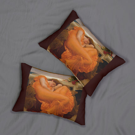 Flaming June by Frederic Leighton Spun Polyester Lumbar Pillow