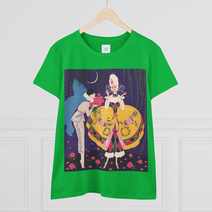 🌹🌙 The Queen Of The Midnight Roses Cotton Tee – Art Deco Garden Fantasy