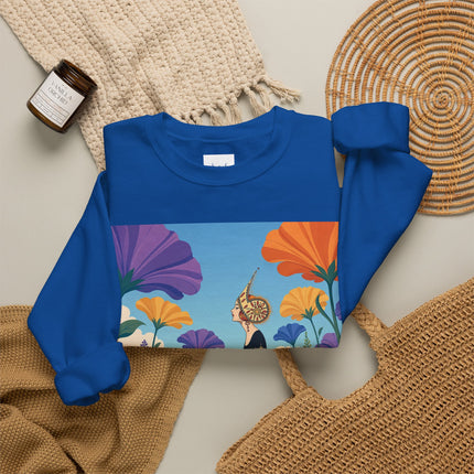🌺🧡 The Lady Of The Golden Garden Crewneck Sweatshirt – Art Deco Fashion Fantasy