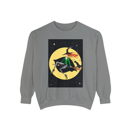 A Witch’s Moonlit Flight Unisex Garment-Dyed Sweatshirt