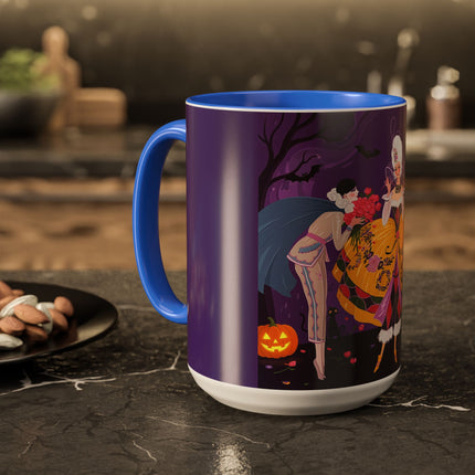 🎭🌹 The Harlequin Rose Masquerade Colorful Mug – Theatrical Halloween Romance