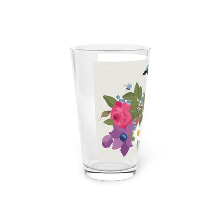 Bluebird & Butterfly Pint Glass – Spring Harmony & Delicate Beauty