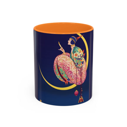Moonlit Reflections Colorful Mug (11oz, 15oz) – Celestial Elegance, Art Deco Beauty & Dreamy Style