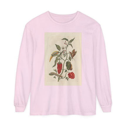 Botanical Pl.15 by Maria Sibylla Merian Garment-dyed Long Sleeve T-Shirt