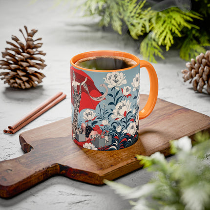 ❤️🌺 The Scarlet Parasol Spectacle Colorful Mug – Art Deco Fashion Elegance