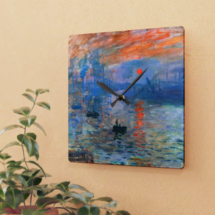 Sunrise by Claude Monet Acrylic Wall Clock, Round and Square