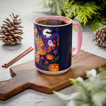 🌙🎃 The Moonlit Garden Masquerade Colorful Mug – Floral Halloween Charm