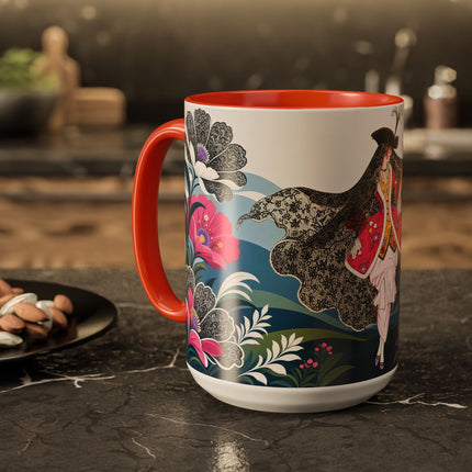 🌸🎀 The Pink Lace Garden Promenade Colorful Mug – Art Deco Fashion Elegance