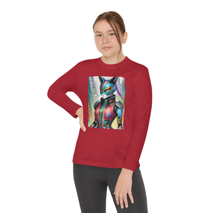 Cyberpunk Chic Youth Long Sleeve Competitor Tee – Holographic Style & Futuristic Adventure