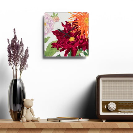 Dahlia Flower by Tanigami Kônan Acrylic Wall Clock, Round and Square