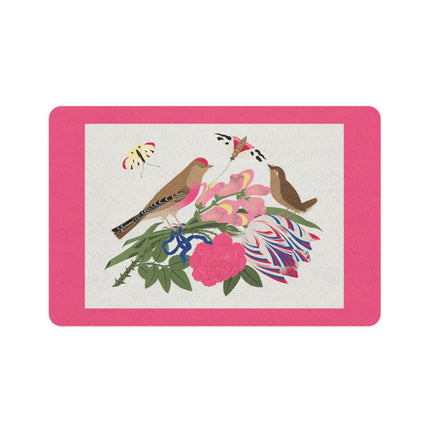 Finch & Wren Garden Harmony Pet Food Mat – Pink Blossom Serenade