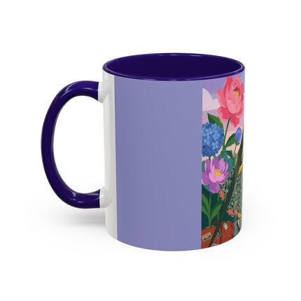The Lady And The Crimson Birdcage Colorful Mugs – Art Deco Tropical Garden Elegance