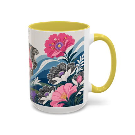 🌸🎀 The Pink Lace Garden Promenade Colorful Mug – Art Deco Fashion Elegance