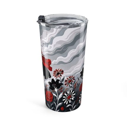 🌹☂️ The Lady In The Storm Tumbler, 20oz – Art Deco Floral Drama