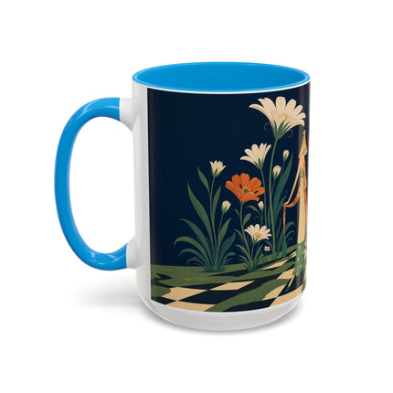 🌼🧡 The Midnight Floral Masquerade Colorful Mug – Art Deco Fashion Fantasy