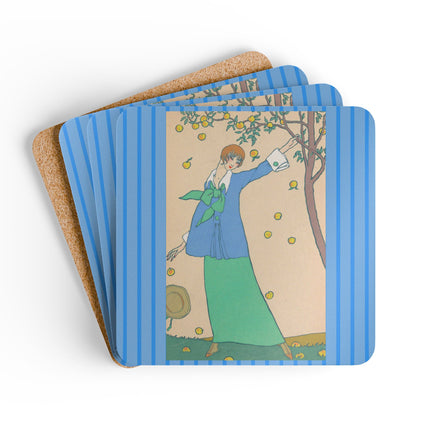 Le Verger by Georges Lepape Corkwood Coaster Set