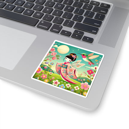 Geisha Fairy and the Hummingbird Blossom Kiss-Cut Stickers (4 Sizes)