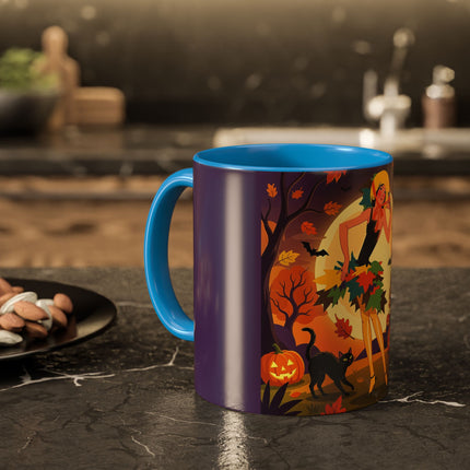 🌕🍂 Autumn Song Beneath The Harvest Moon Colorful Mug – Whimsical Halloween Charm