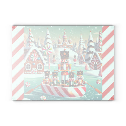Nutcracker Candy-Striped Adventure Glass Cutting Board