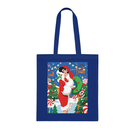 🍬🎄 The Lady Of The Peppermint Christmas Garden Cotton Tote Bag – Art Deco Holiday Fantasy