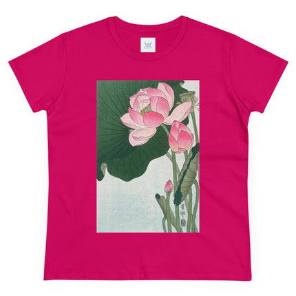 Blooming Lotus Flowers by Ohara Koson Women's Midweight Cotton Tee
