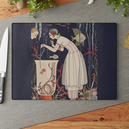 The Dazzling Little Fish by George Barbier Glass Cutting Board