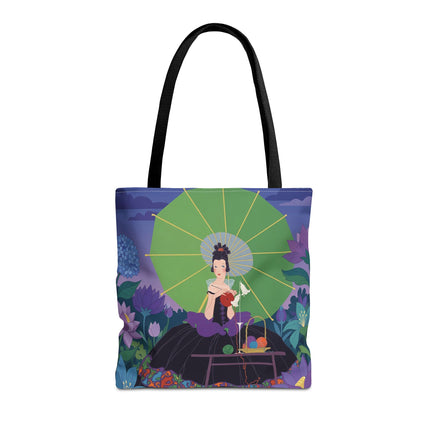 🧶🌸 The Lady Of The Enchanted Knitting Garden Tote Bag – Art Deco Floral Fantasy