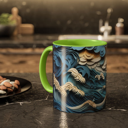 Dramatic Ocean with Crashing Waves Colorful Mugs (11oz, 15oz)
